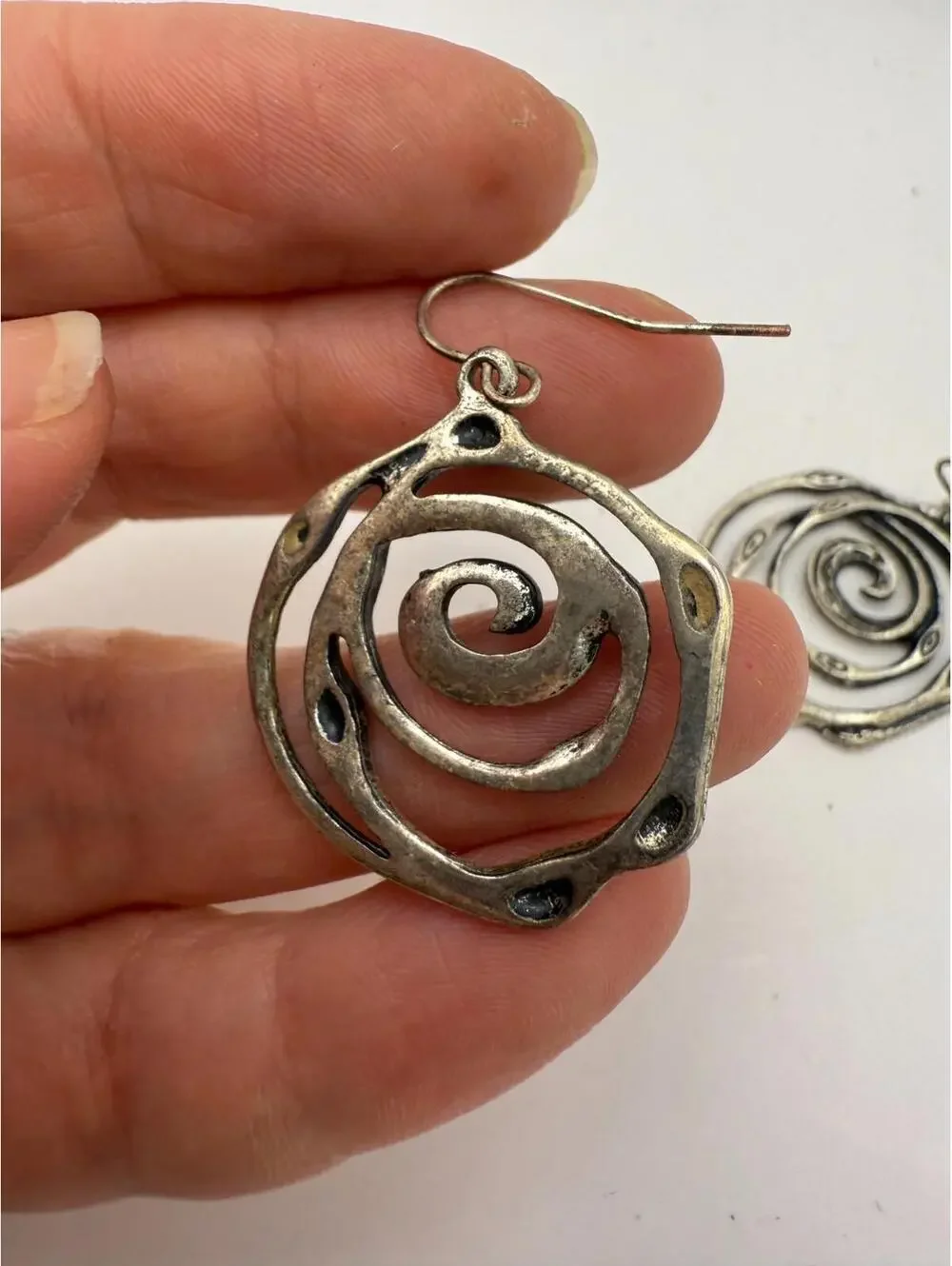 Premier Designs Jewelry Earrings Silver Swirl Antiqued Fish Hook